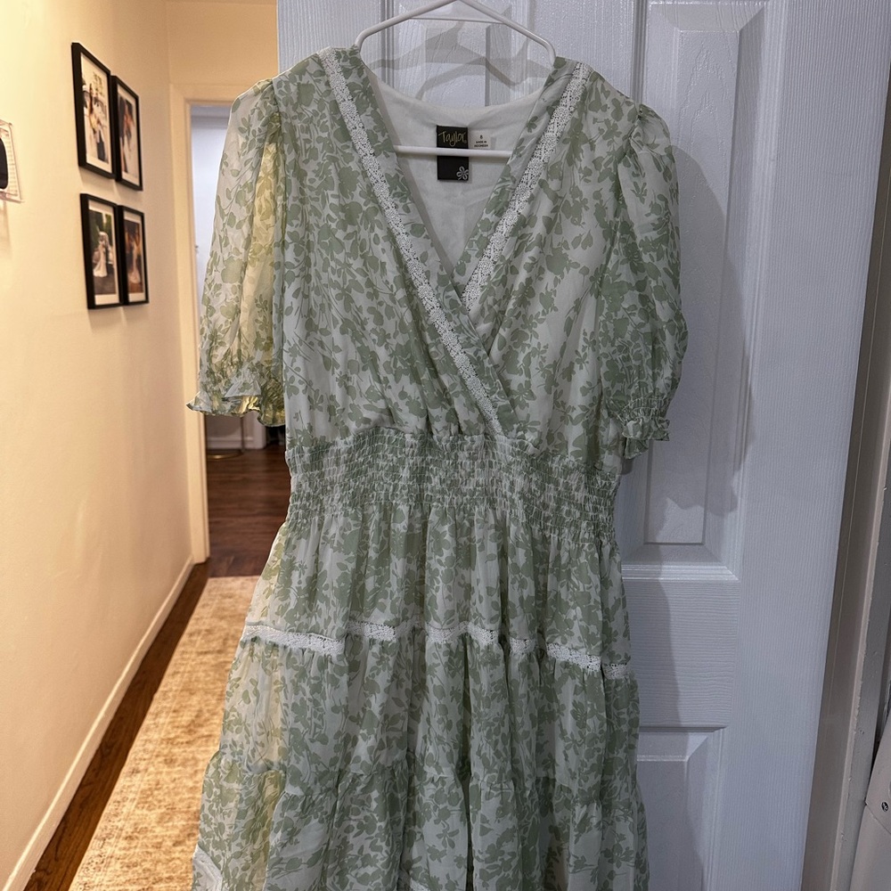 Floral Green Wrap Dress